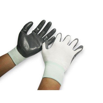 Găng tay polyester phủ PU lòng (trắng-đen)